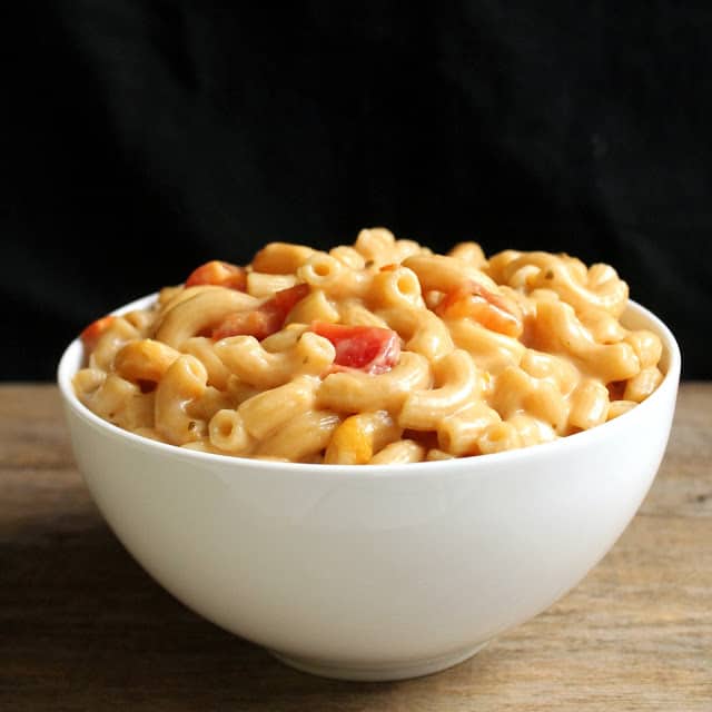 Salsa Mac and Cheese served in a bowl