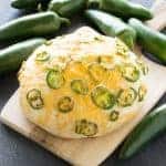 Jalapeno Cheese Bread on a cutting board.
