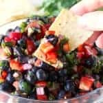 Fresh summer blueberries are paired with sweet red bell pepper in this gourmet salsa recipe. Blueberry and Red Bell Pepper Salsa is a winner!