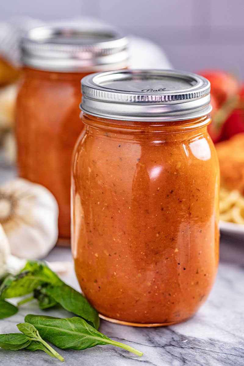Fire Roasted Spaghetti Sauce from Scratch canned in mason jars
