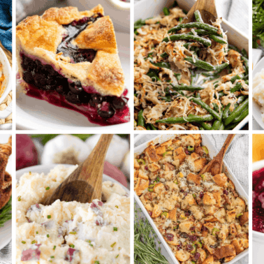 Collage of Thanksgiving menu items