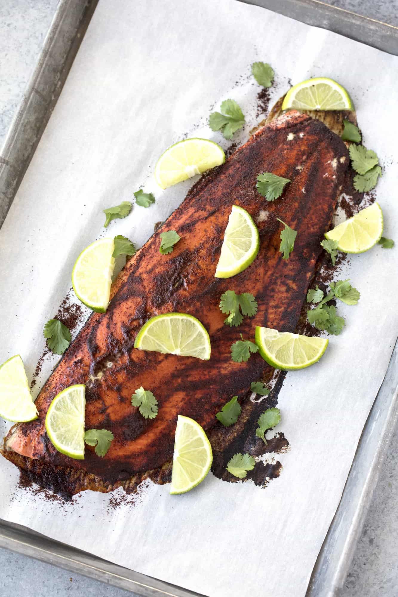 This Healthy Baked Chili Lime Salmon requires just 4 ingredients and 15 minutes to make. It's super healthy, and super flavorful. You can't beat this kind of easy recipe!