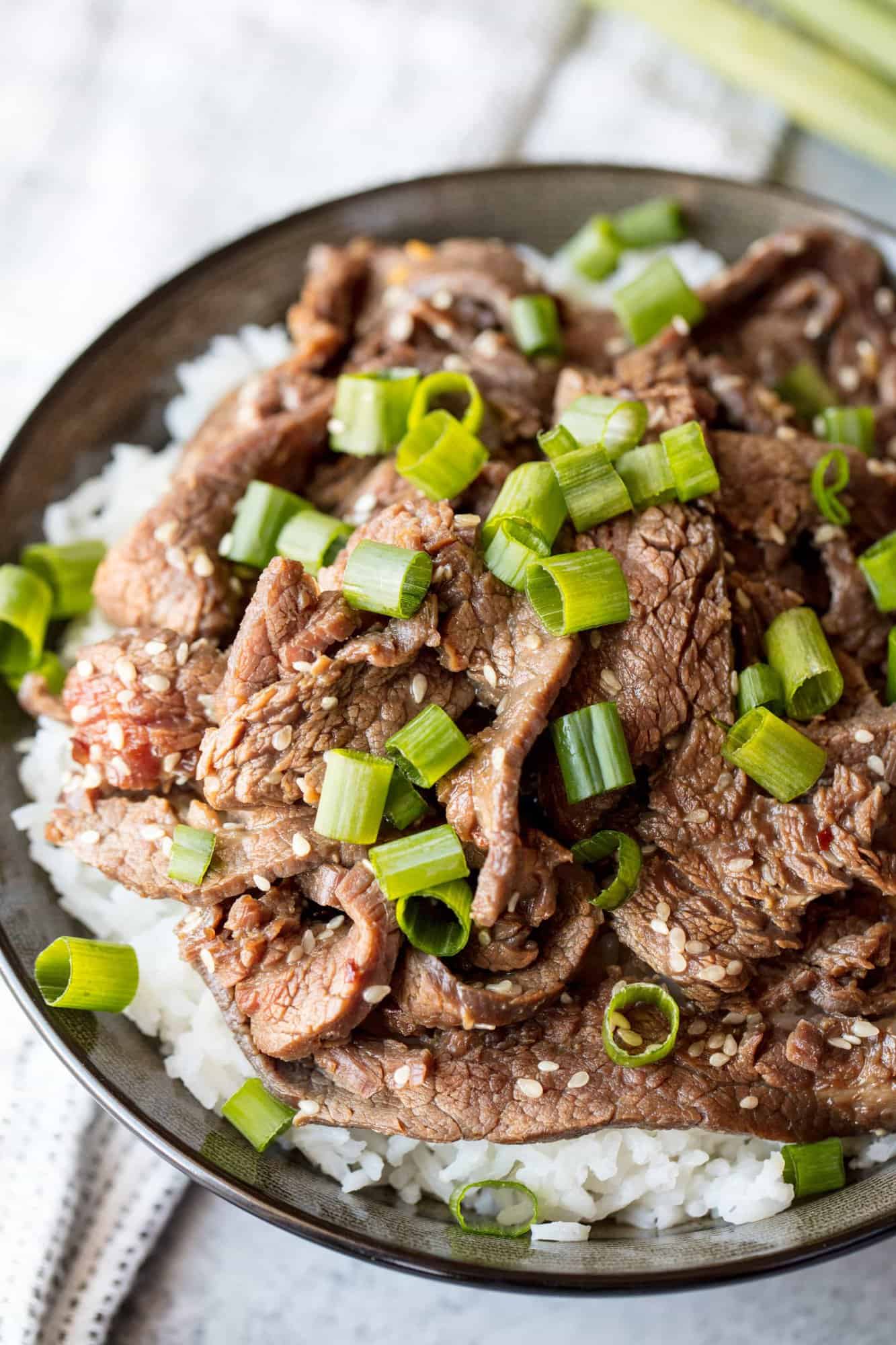 Korean Beef Bulgogi is a super easy way to enjoy tasty Korean food at home. A quick and simple marinade for flank steak is all that's needed to enjoy this classic.