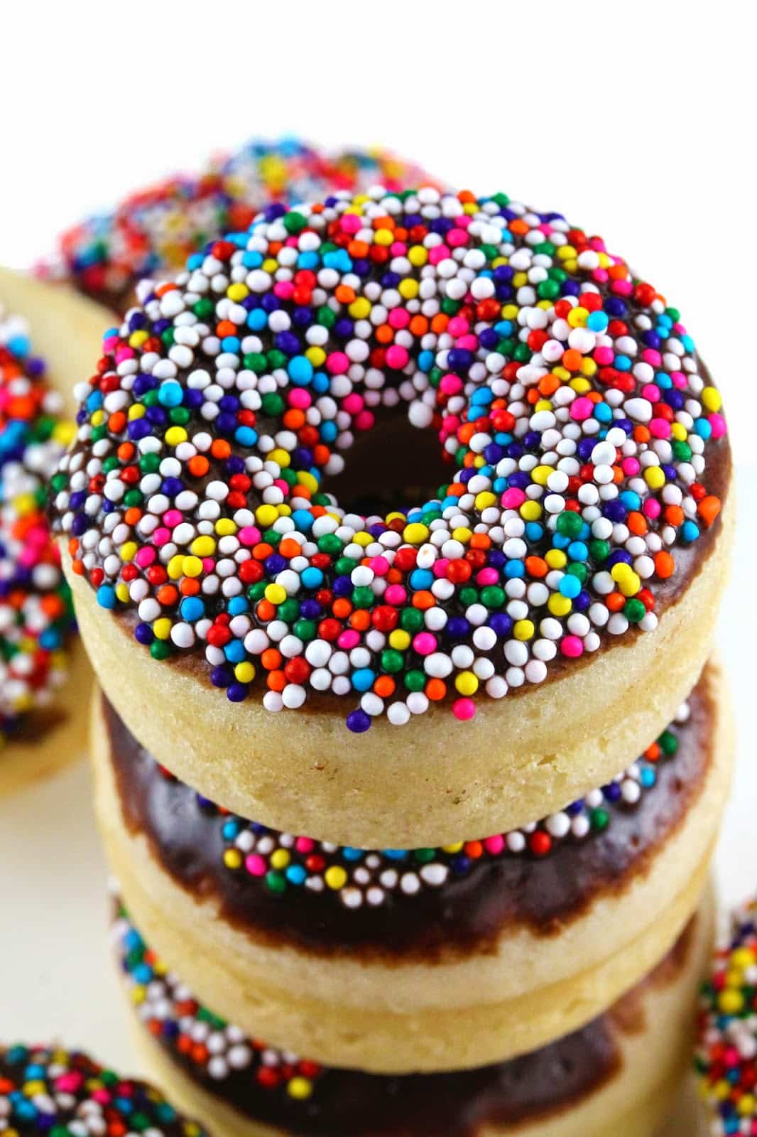 Baked Vanilla Cake Donuts with Chocolate Glaze and Sprinkles - 33