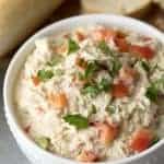 Spicy Crab Dip in a white bowl.