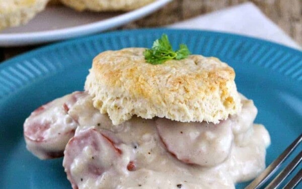 biscuits and gravy with Italian sausage and mushrooms