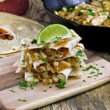 Cilantro Lime Quesadillas stacked on each other.