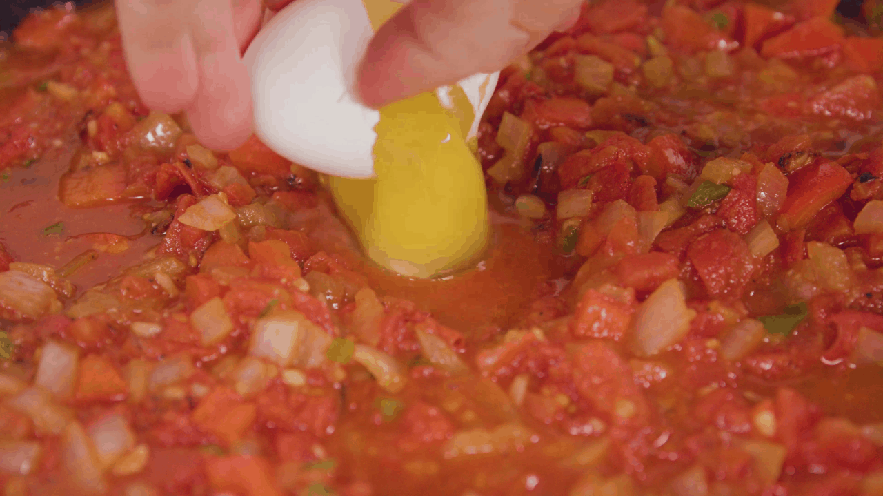 Eggs in Shakshuka Mixture