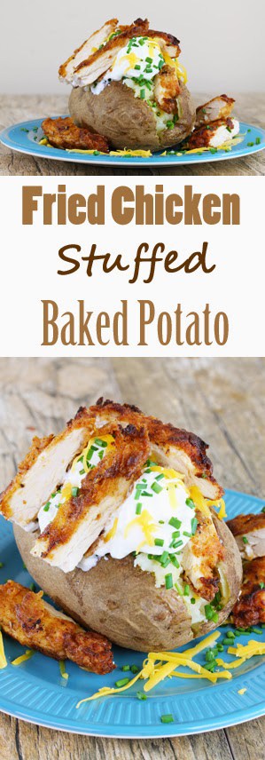 fried chicken stuffed baked potato