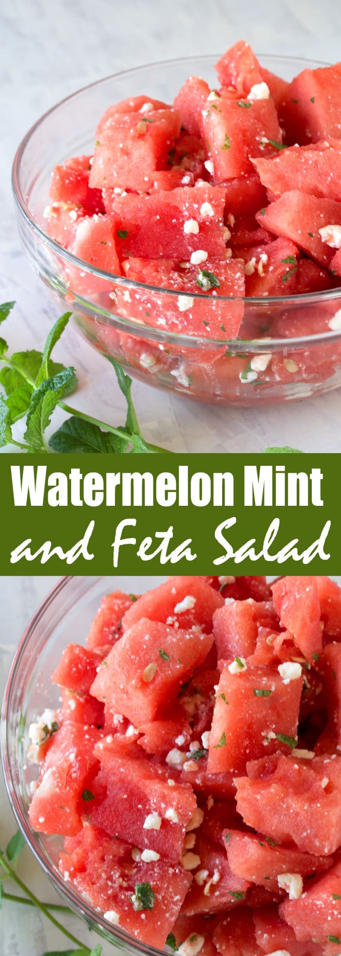 Serve simple summer watermelon up gourmet style with this Watermelon Feta Salad with Mint  Watermelon Feta Salad with Mint and Lemon