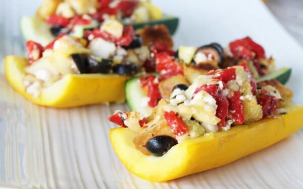 Mediterranean Zucchini boats with black olives