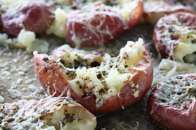 garlic bread smashed potatoes