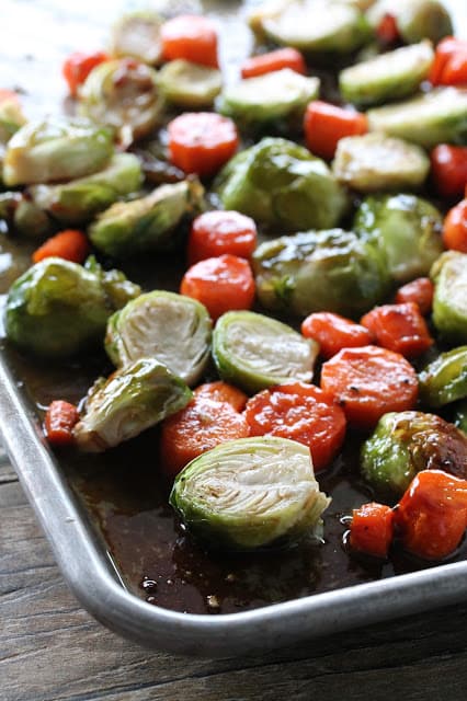 Butter and brown sugar bring out a beautiful caramelized flavor for these Roasted Brussel Sprouts and Carrots