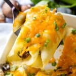  and cheddar cheese are stuffed into this savory chicken crepe recipe Savory Cheesy Chicken Crepes