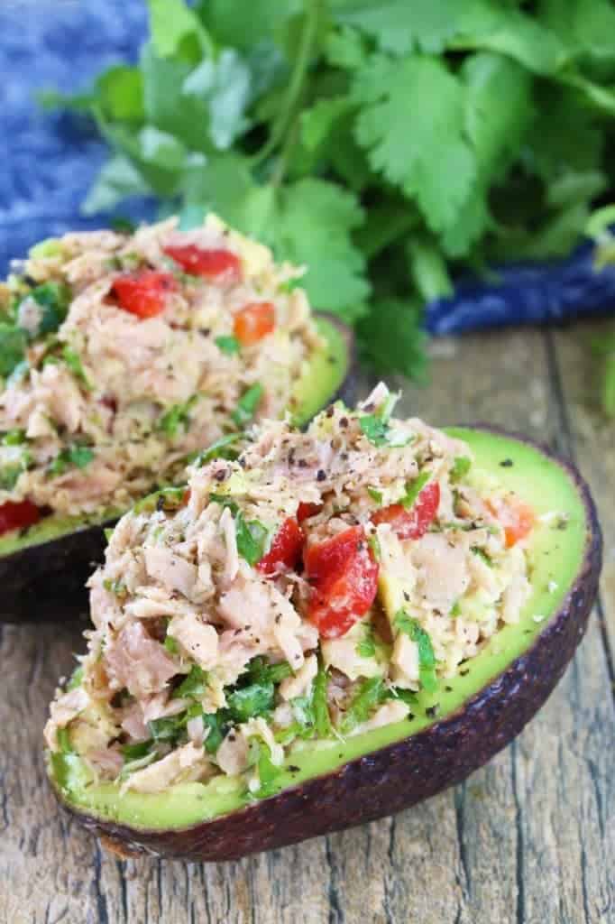 Thai food meets tuna in this healthy Thai Healthy Thai Tuna Stuffed Avocado