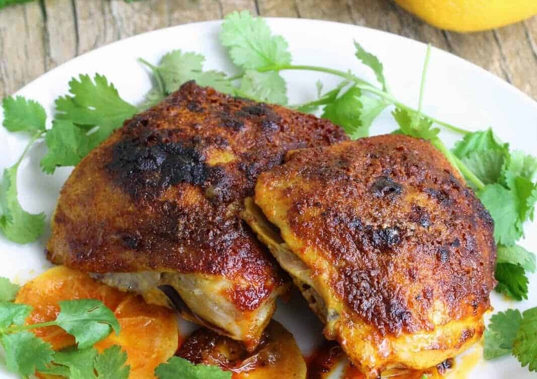 This easy dinner recipe for Moroccan Chicken Thighs features spices you probably already have in your spice rack. Only 5 minutes of prep work yields a flavorful chicken that people rave over.