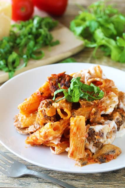 Baked Ziti with Meatballs and Mushrooms - 49