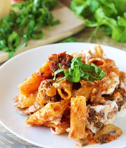 Baked Ziti With Meatballs And Mushrooms