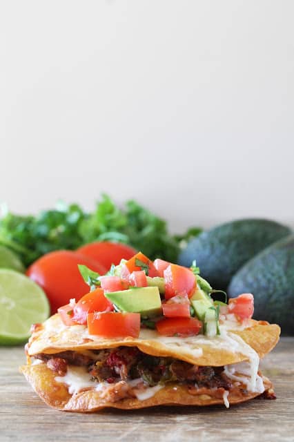 Chalupa with avocado and tomato