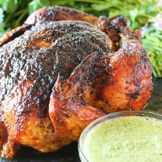  and served with the most incredible green dipping sauce Oven Roasted Peruvian Chicken