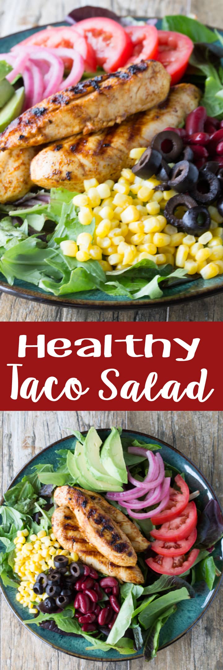 All the flavors of tacos in a healthy salad with a tasty cilantro Healthy Taco Salad with Cilantro-Lime Vinaigrette