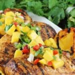  Chicken is grilled to perfection with a spicy peach glaze and then topped off with a fres Chipotle-Peach Glazed Grilled Chicken Breast