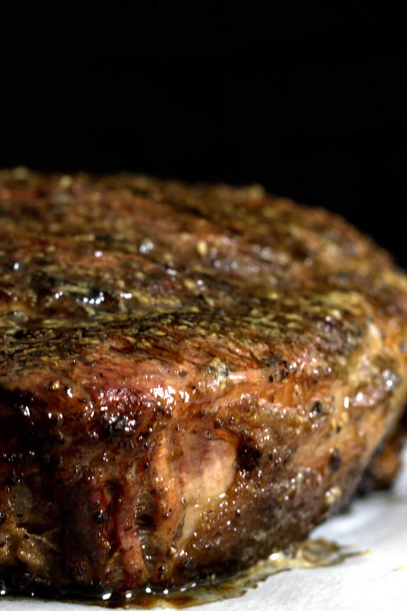 Close up of a tomahawk steak.