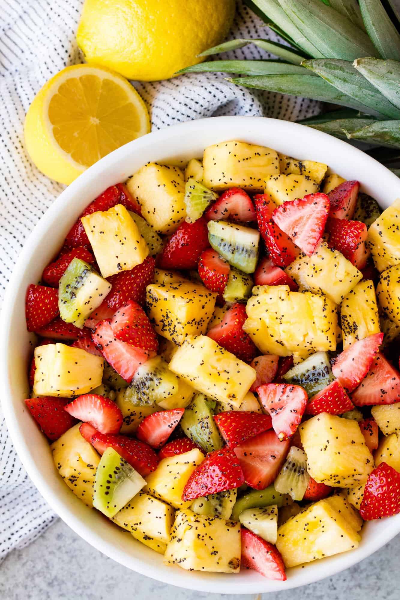 This winning combination of fruits drizzled with a lemon poppy seed dressing make up the best fruit salad you'll ever have.