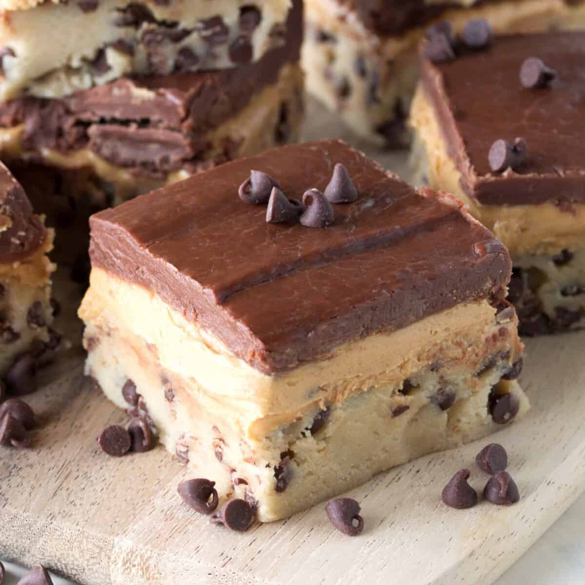 No Bake Peanut Butter Chocolate Chip Cookie Dough Bars - The Stay At ...