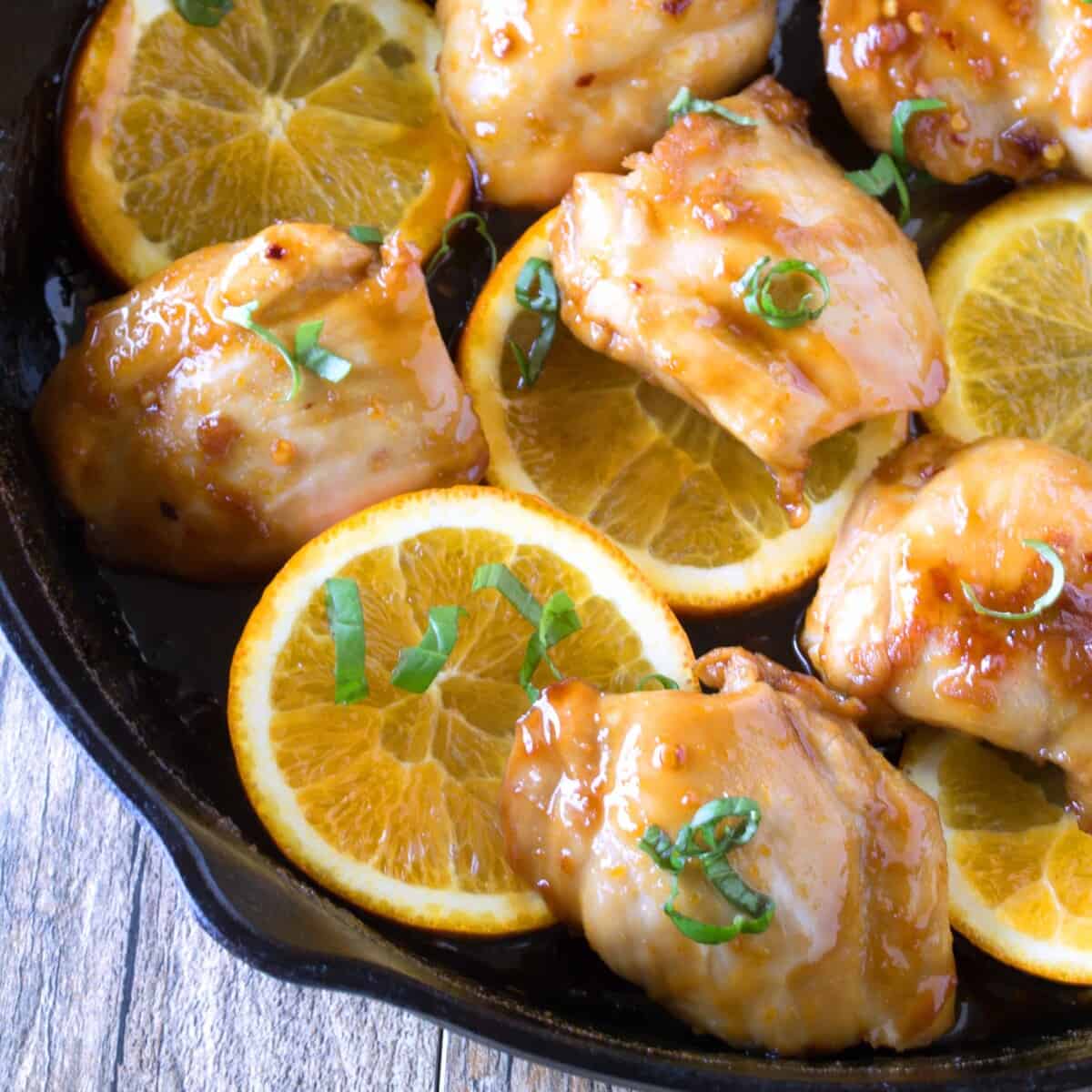 Orange Glazed Skillet Chicken Thighs