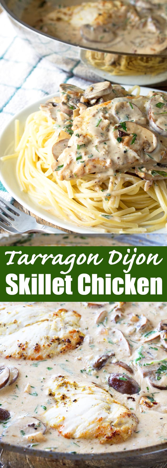 This easy skillet chicken dish gets elevated with the flavor of fresh tarragon. Creamy Tarragon Dijon Skillet Chicken is a 30 minute meal you will want to eat every day!