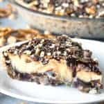 Get ready for a pie that will change your life Peanut Butter Fudge Pie with Pretzel Crust