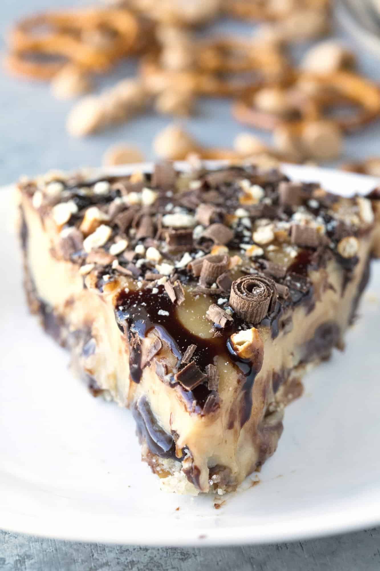 Get ready for a pie that will change your life Peanut Butter Fudge Pie with Pretzel Crust