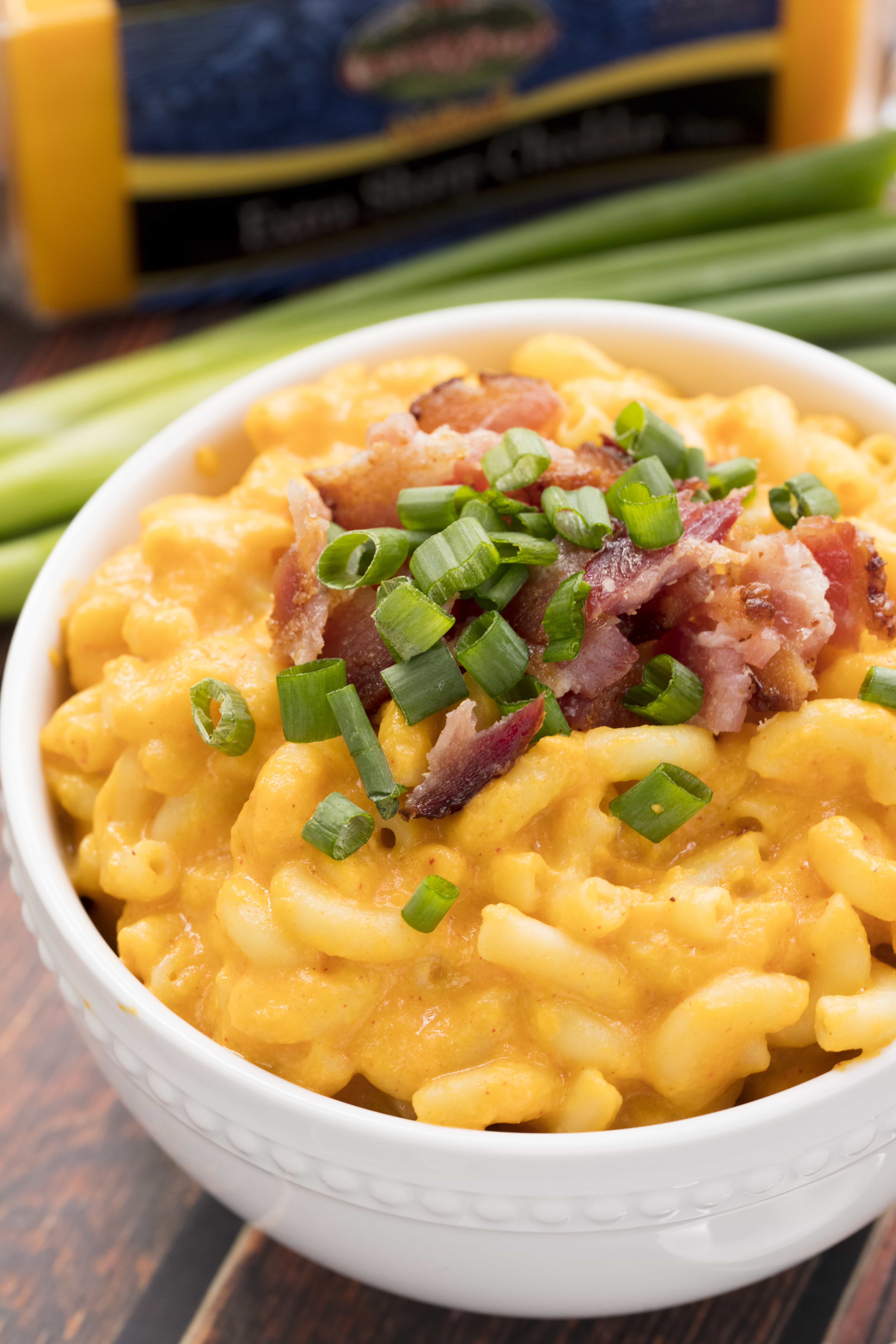 Sweet Potato Bacon Mac and Cheese will soon become your new family favorite! Sweet potatoes are the basis for this creamy sauce that's packed full of the most delicious sharp cheddar cheese.