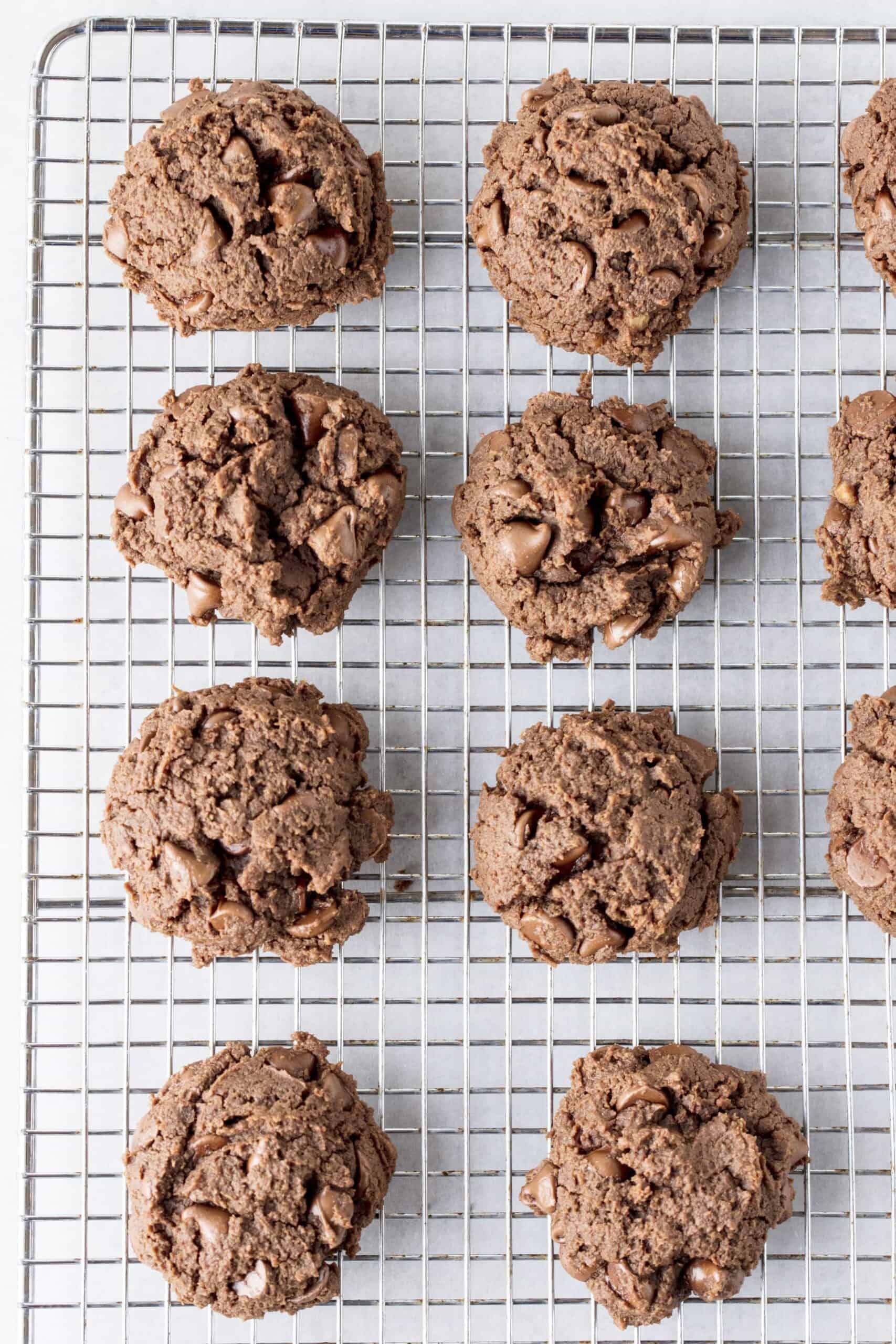 Gluten Free Peanut Butter Nutella Cookies cool and wire cooling rack.