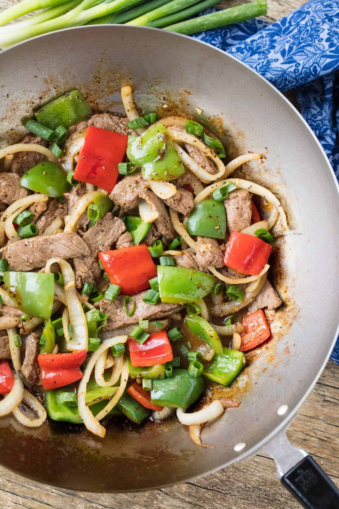 Easy Chinese Pepper Steak will quickly become a family favorite. This quick take-out fake-out dinner is ready in just 15 minutes!
