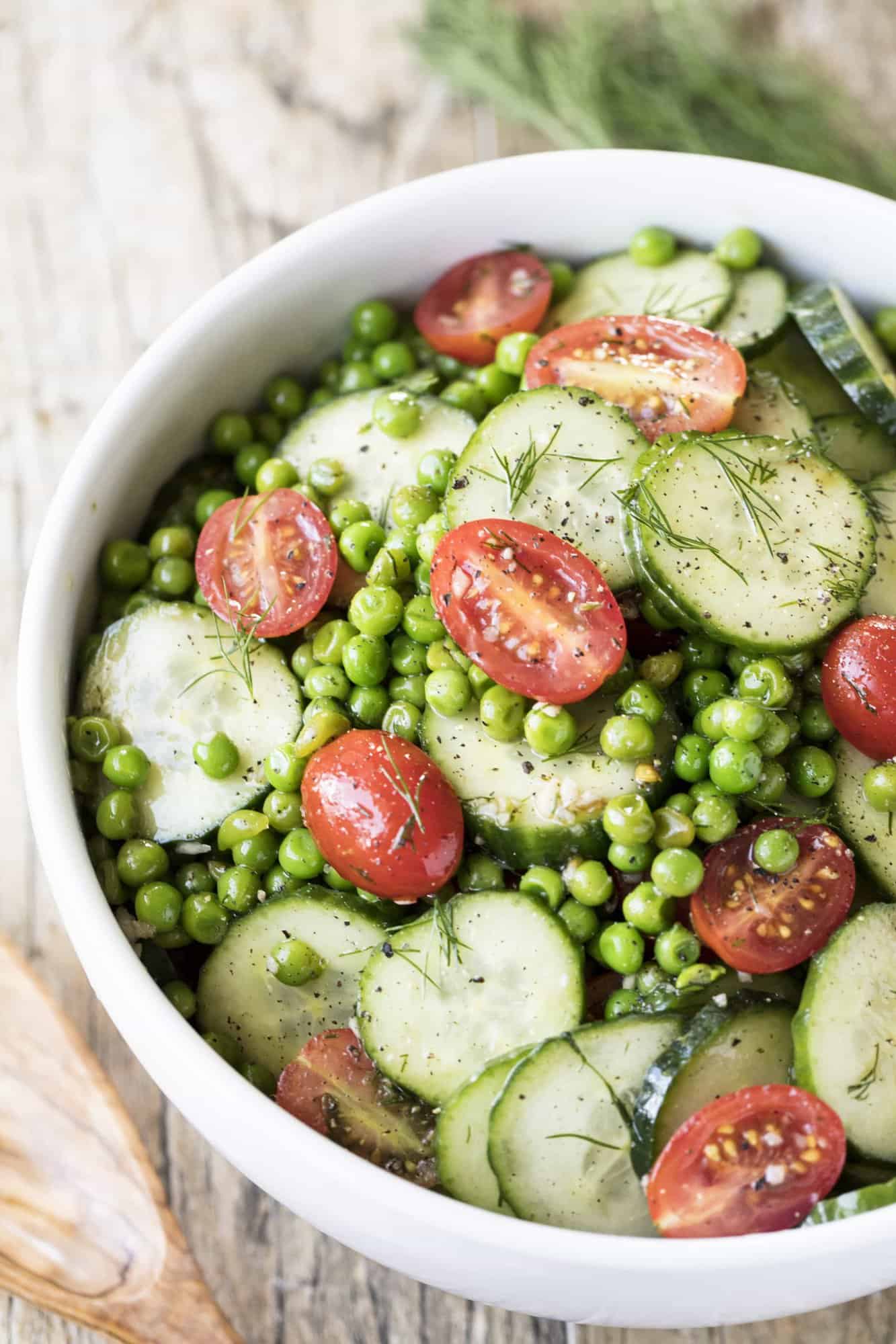 This tangy Dill Pea and Cucumber Salad is light, refreshing, and perfect for picnics, potlucks, and weeknight dinners. This is one of those salads you'll make again and again!