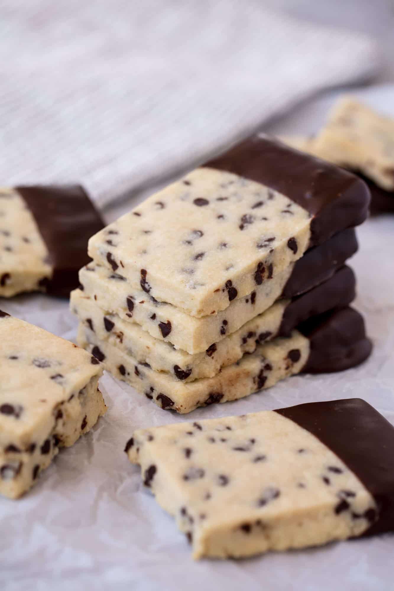 Chocolate Chip Shortbread Cookies are all the goodness of melt-in-your-mouth shortbread combined with a little bit of chocolate. Your family will love these easy tasty cookies!