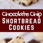 Chocolate Chip Shortbread Cookies are all the goodness of melt-in-your-mouth shortbread combined with a little bit of chocolate. Your family will love these easy tasty cookies!