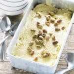 A pan of hand made pistachio topped with pistachios