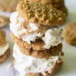  These easy peanut butter cookie ice cream sandwiches are made with flourless peanut butte Flourless Peanut Butter Cookie Ice Cream Sandwiches