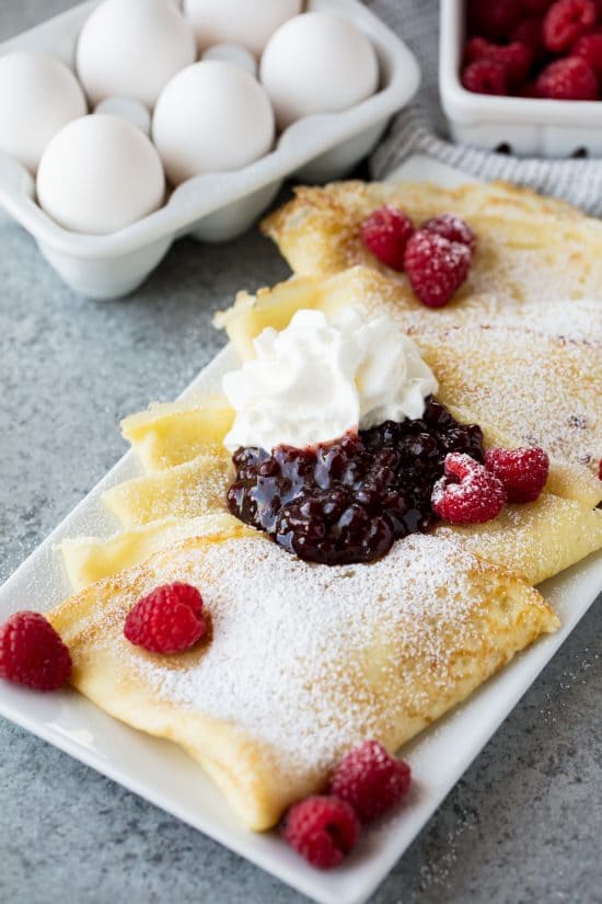 Swedish Mini Pancakes with cream and berries, Malibu Farm