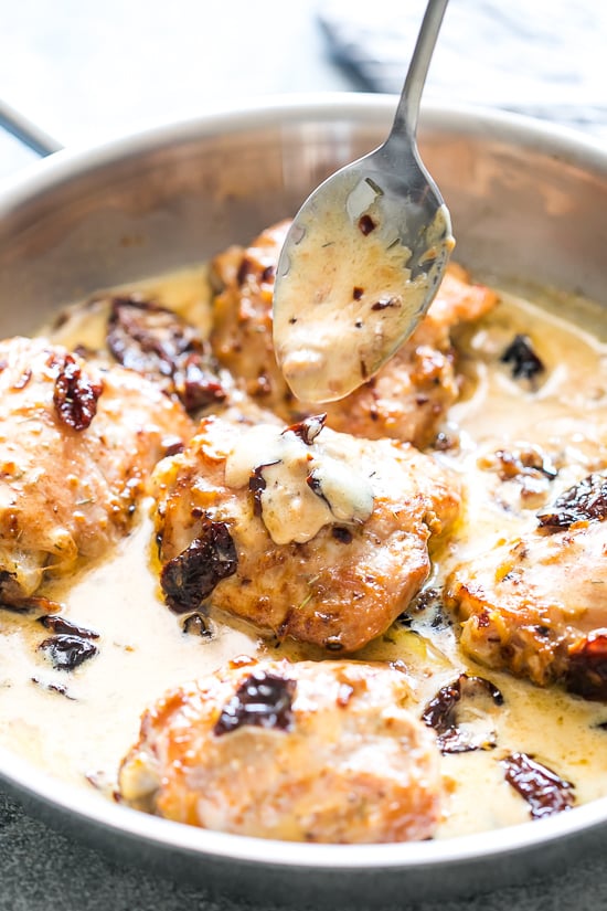 Creamy sundried tomato chicken is a quick, easy one pan recipe with a delicious sauce that will have you licking your fingers! Serve this with pasta, brown rice or quinoa and you have a delicious dinner for your family.