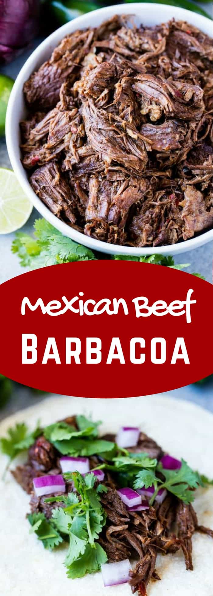 This easy recipe for Mexican Beef Barbacoa is full of authentic flavor and can be easily made in the oven, slow cooker, or an Instant Pot!