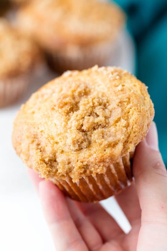 Sour Cream Coffee Cake Muffins are super moist and topped with the most delicious streusel Sour Cream Coffee Cake Muffins