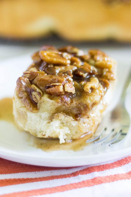 Maple Pecan Sticky Buns are made to kick of fall festivities. The dough is soft and sweet and the topping is crunchy, spicy and gooey. You and your family will fall in love with these breakfast pastries!