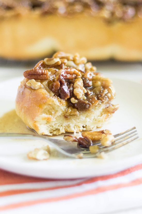 Maple Pecan Sticky Buns are made to kick of fall festivities. The dough is soft and sweet and the topping is crunchy, spicy and gooey. You and your family will fall in love with these breakfast pastries!