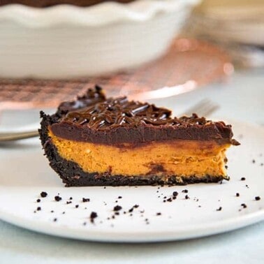 For my Creamy Chocolate Pumpkin Pie I layered a delicious glaze of chocolate ganache on top with a chocolate cookie crust for a spin on the classic pumpkin pie. keviniscooking.com