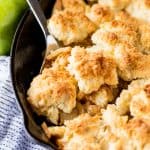 Skillet Apple Cobbler with a golden brown crust