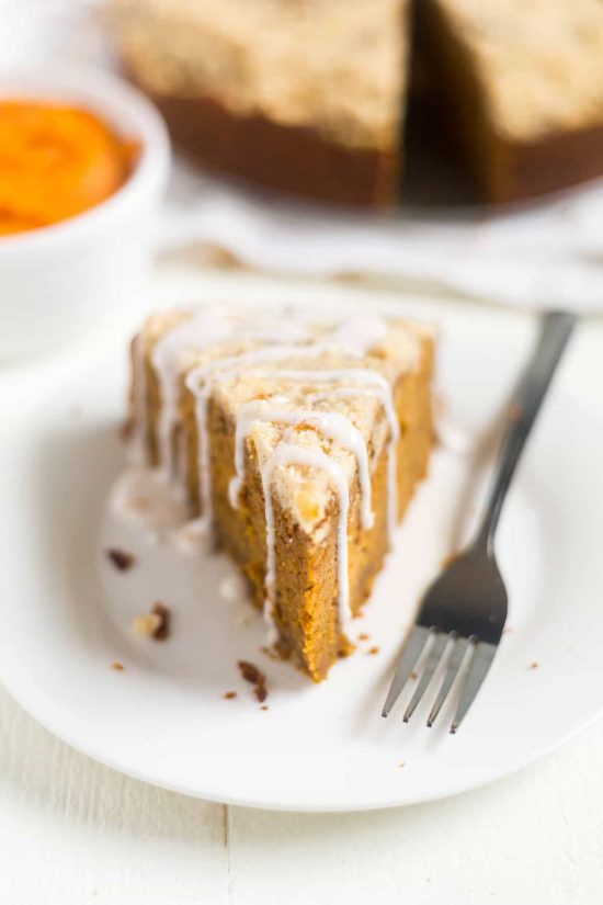 This festive pumpkin gingerbread coffee cake is made with pumpkin pure Pumpkin Gingerbread Coffee Cake